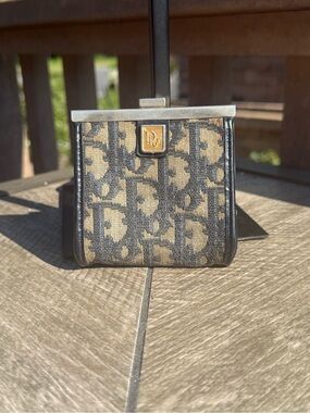 Vintage Christian Dior Trotter Monogram Kiss-Lock Coin Purse Luxury